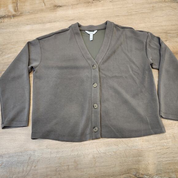 SPANX Tops - Spanx Air Essentials Cardigan Womens Size Large Beige/Gray Button 4 Way Stretch